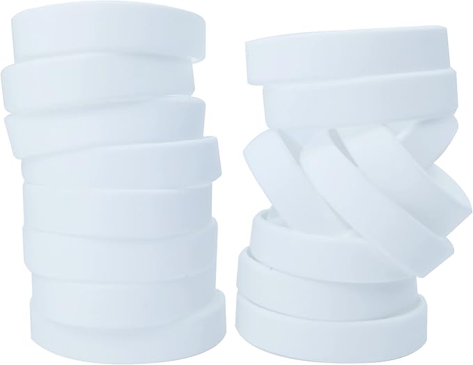 100 PCS Silicone Bracelets Wristbands for kid, Sports Rubber Elastic Wristband Bracelet for Party Decorations Favors Set Pack White