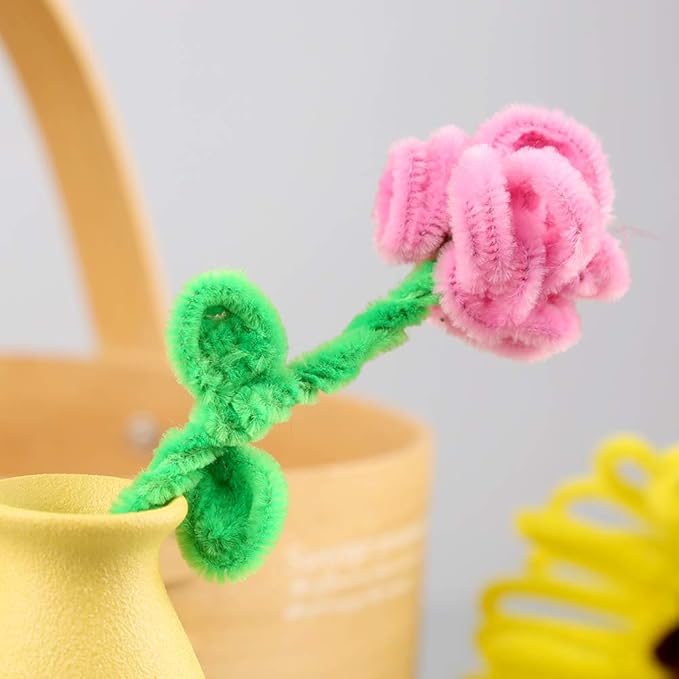 100 Pieces Pipe Cleaners Chenille Stem, Pink Pipe Cleaners Set for Pipe Cleaners Flower Kit DIY Arts Crafts Decorations, Chenille Stems Pipe Cleaners (Pink)