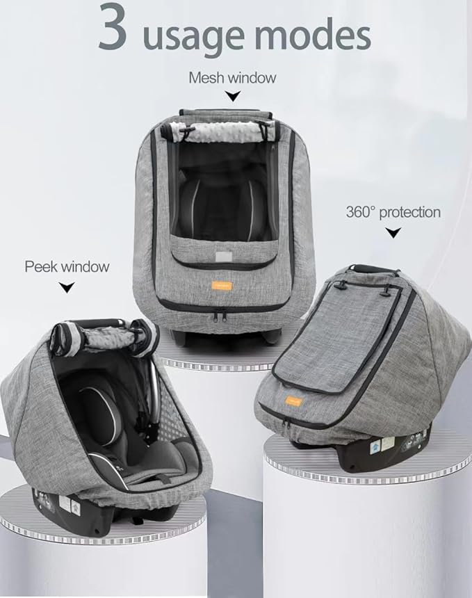 Waterproof Baby Car Seat Cover,Cold Weather Carseat Cover for Babies,Infant Car Seat Cover Canopy for Boy Girls,Windproof Car Seat Canopy for Boys & Girls, Keeps Babies Warm and Cozy