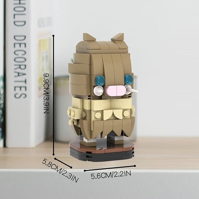 MOOXI-MOC Anime Brick Mini Headz Hashibira Inosuke Building Set,Creative Cute Building Blocks Children Kits,Gifts for Kids(171pcs)