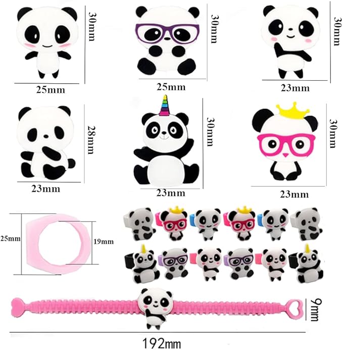 108Pcs Panda Party Supplies Favors Panda Keychains Rings Bracelets Panda Balloon Headbands Goodie Bags Stickers Toys Prizes Gift Carnivals for Kids Girls Panda Birthday Party Favor Supplies Goodie Bag