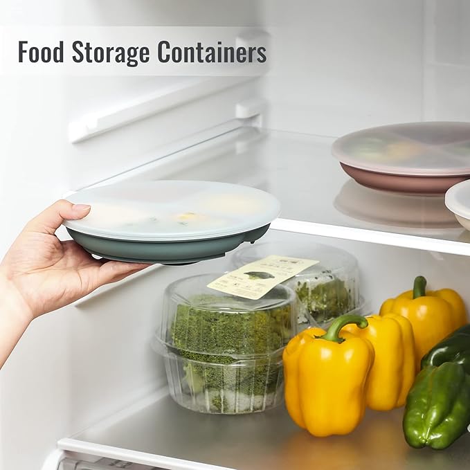 3 Pack Suction Plates with Lids and Utensils for Babies & Toddlers, 100% Food-Grade Silicone, Divided Design, Microwave & Dishwasher Safe