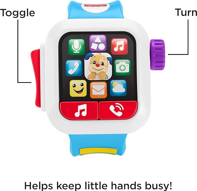 Fisher-Price Baby to Toddler Toy Laugh & Learn Time to Learn Smartwatch with Lights & Music for Pretend Play Infants Ages 6+ Months