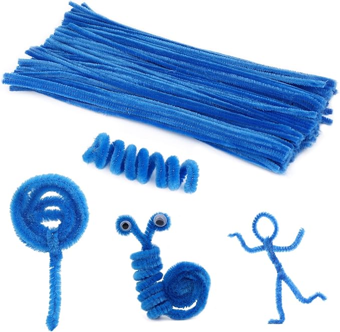 100 Pieces Pipe Cleaners Chenille Stem, Lake Blue Pipe Cleaners Set for DIY Arts Crafts Decorations (Lake Blue)