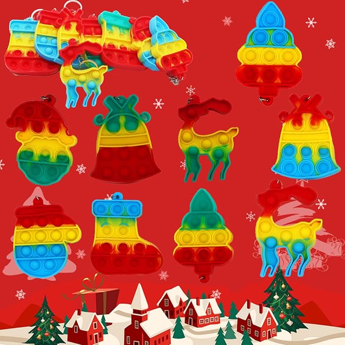 117 Pcs Christmas Party Favors for Kids, Stocking Stuffers,, Pop Fidget Treasure Box Toys, Goodie Bag Stuffers, Carnival Prizes, Prize Box Toys for Kids Classroom