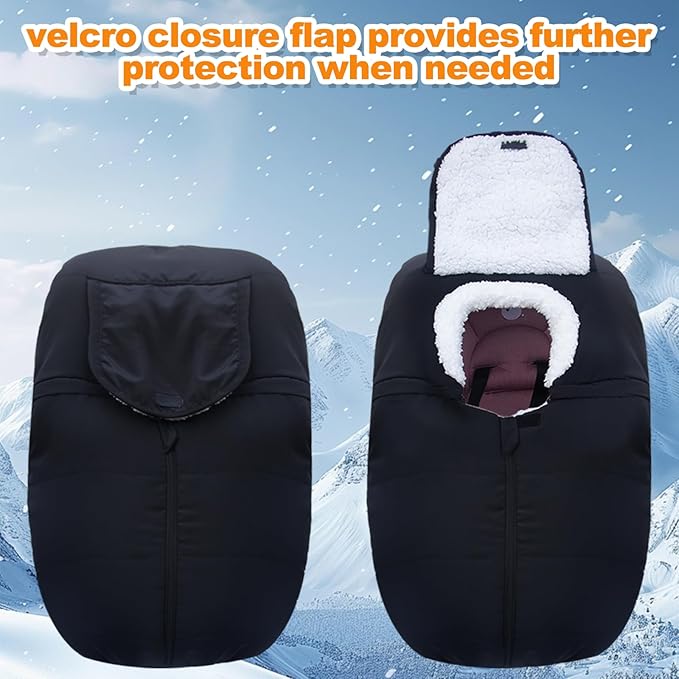 Fairy Baby Winter Car Seat Cover for Babies Carseat– Waterproof, Warm Car Seat Cover Baby – Universal Winter Cover for Back Seat, Infant Car Seat & Baby Carseat(Black)