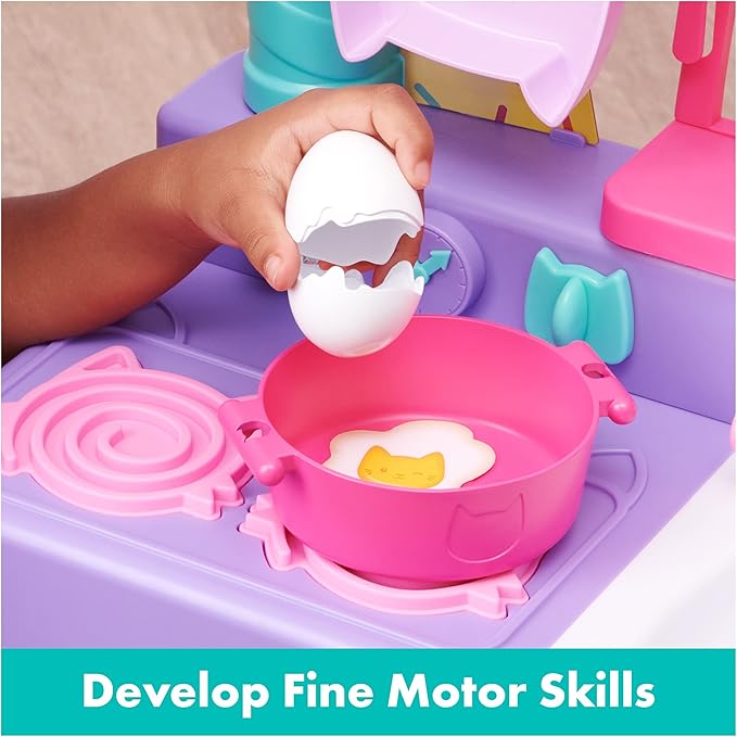 Gabby’s Dollhouse, Cakey Kitchen Set for Kids with Play Kitchen Accessories, Play Food, Sounds, Music and Kids Toys for Girls and Boys Ages 3 and up