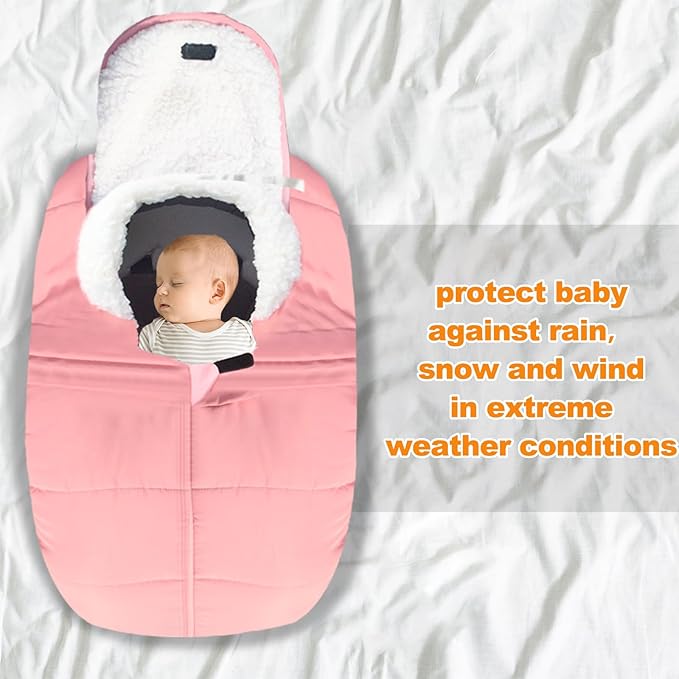 Fairy Baby Winter Car Seat Cover for Babies Carseat– Waterproof, Warm Car Seat Cover Baby – Universal Winter Cover for Back Seat, Infant Car Seat & Baby Carseat(Pink)