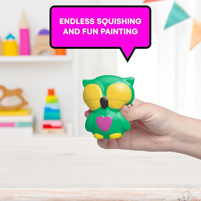 Neliblu Paintable Squishies for Kids - DIY Paint Squishy Animals - Arts and Crafts Activity for Kids - Set Includes 1 Animal, 1 Paint Rack, 1 Brush - Ideal Gifts for Children - ONLY 1 Squishy