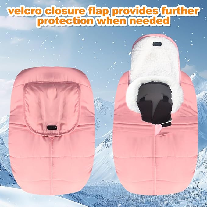 Fairy Baby Winter Car Seat Cover for Babies Carseat– Waterproof, Warm Car Seat Cover Baby – Universal Winter Cover for Back Seat, Infant Car Seat & Baby Carseat(Pink)