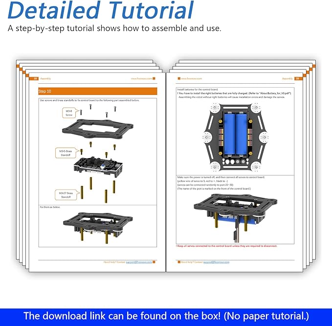 FREENOVE Hexapod Robot Kit with Remote (Compatible with Arduino IDE), App Remote Control, Walking Crawling Twisting Servo STEM Project