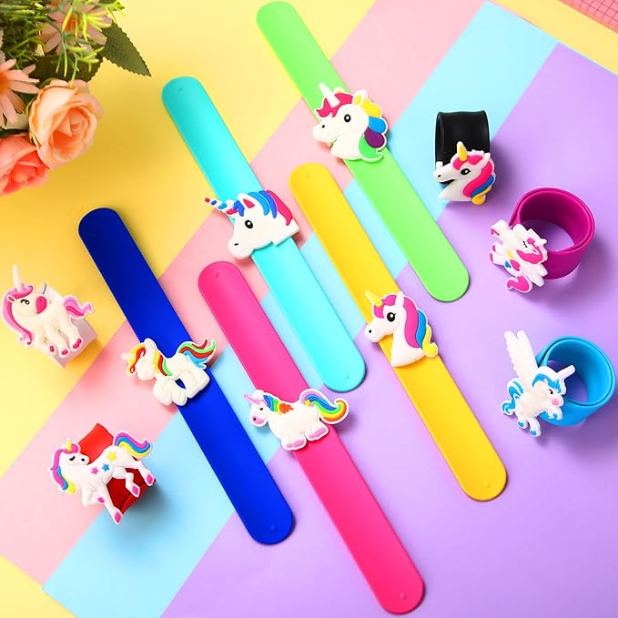 10 Pack Unicorns Slap Bracelets for Kids Silicone Unicorn Wristbands Snap Bracelets Unicorn Party Favors for Kids Girls Boys Birthday Gifts Goodie Bag Stocking Stuffers Carnival Prizes