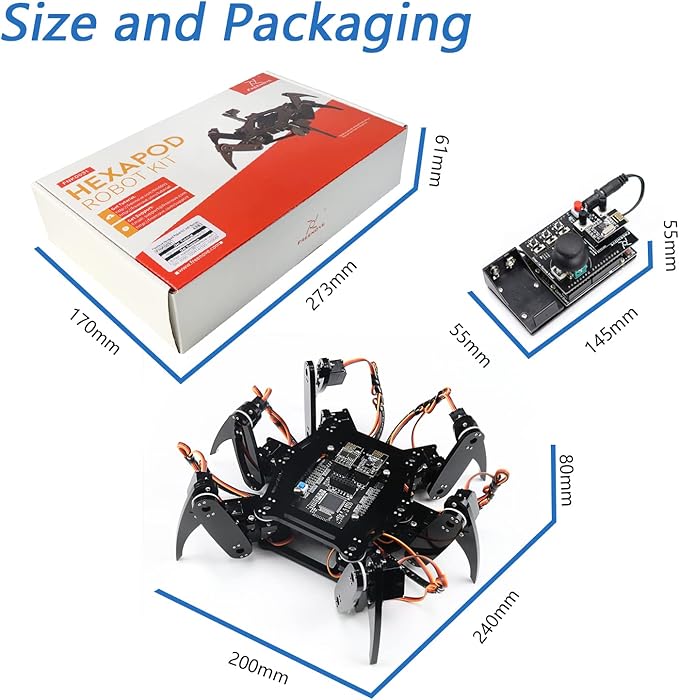 FREENOVE Hexapod Robot Kit with Remote (Compatible with Arduino IDE), App Remote Control, Walking Crawling Twisting Servo STEM Project