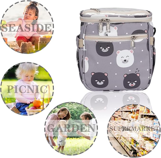 Baby Stroller Organizer Bag,Small Diaper Bag - Universal Stroller Organizer With Insulated Cup Holder,Pocket With Baby Wipes Dispenser,Adjustable Shoulder Strap (Light Gray)