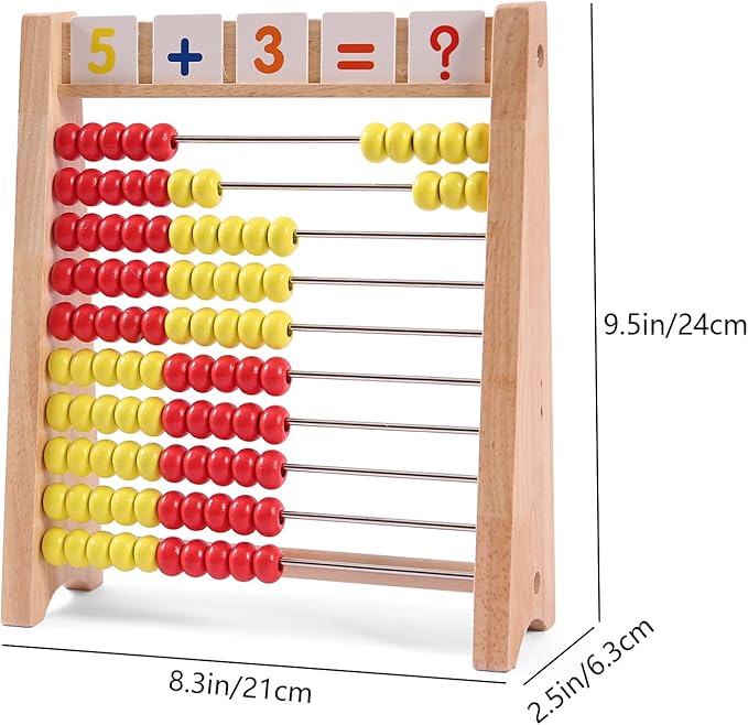 Wooden Abacus for Kids Math Learning Tool with Counting Sticks Numbers 1-100 Cards Math Counters Toys for 1st 2nd Grade Preschool Boys Girls Educational Early Math Learning Toy
