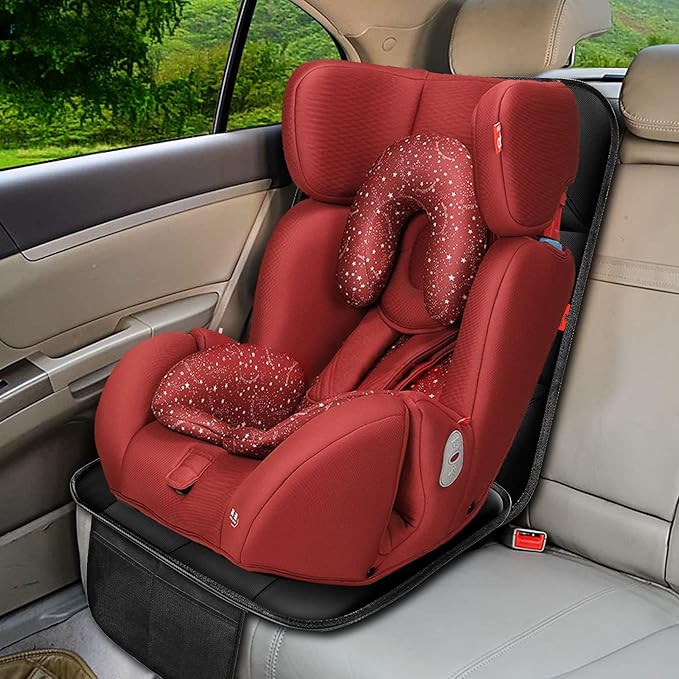 Car Seat Protector 1 Pack Car Seat Cushion Mat Thickest Padding,Waterproof 600D Fabric Car Seat Covers for Non-Slip Backing Mesh Pockets for Baby and Pet (Blue, 1 Pack)