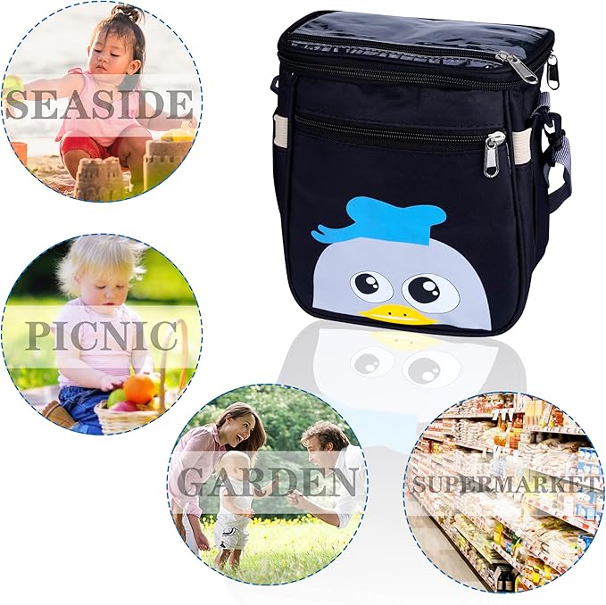 Baby Stroller Organizer Bag,Small Diaper Bag - Universal Stroller Organizer With Insulated Cup Holder,Pocket With Baby Wipes Dispenser,Adjustable Shoulder Strap(Black)