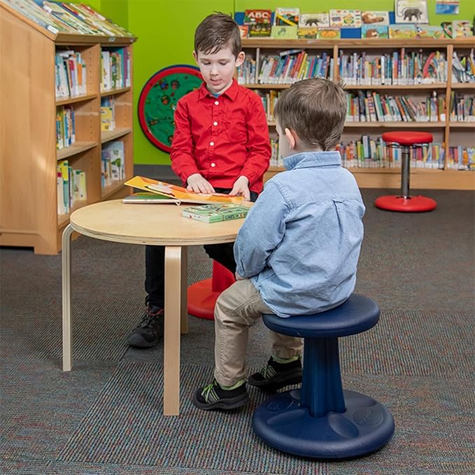 KORE Design Wobble Stool Chair, Girls + Boys Kid Desk Stools, Ergonomic Small Office Chairs, Flexible Seating for Active Child, ADD/ADHD, Classroom, School, Home, Kids (14in), Age 6-7 yrs, Black