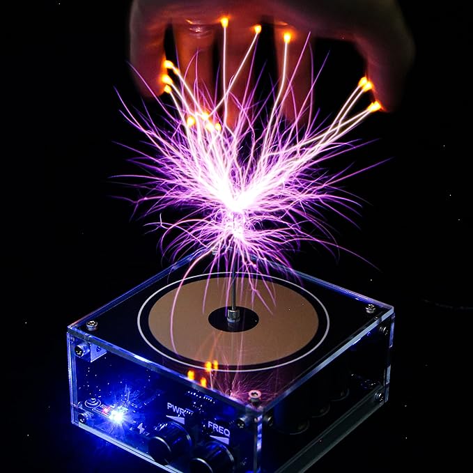 10 Cm Solid State Music Tesla Coil Artificial Lightning Desktop Toy For unisex-adult Electric Power Wireless Transmission Model Science Experiment Tool