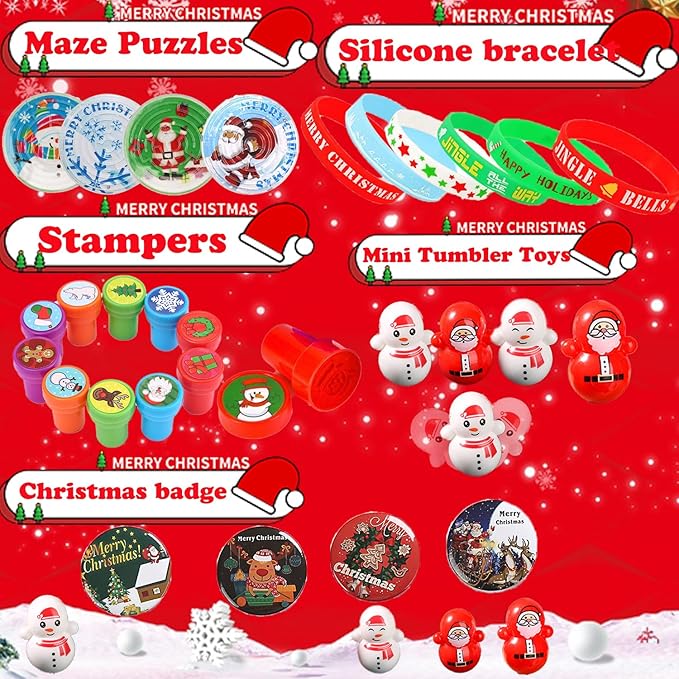 117 Pcs Christmas Party Favors for Kids, Pop Fidget it Toys, Goodie Bag Stuffers, Treasure Box Toys, Classroom Prizes, Goody Bags, Christmas Stocking Stuffers for Kids