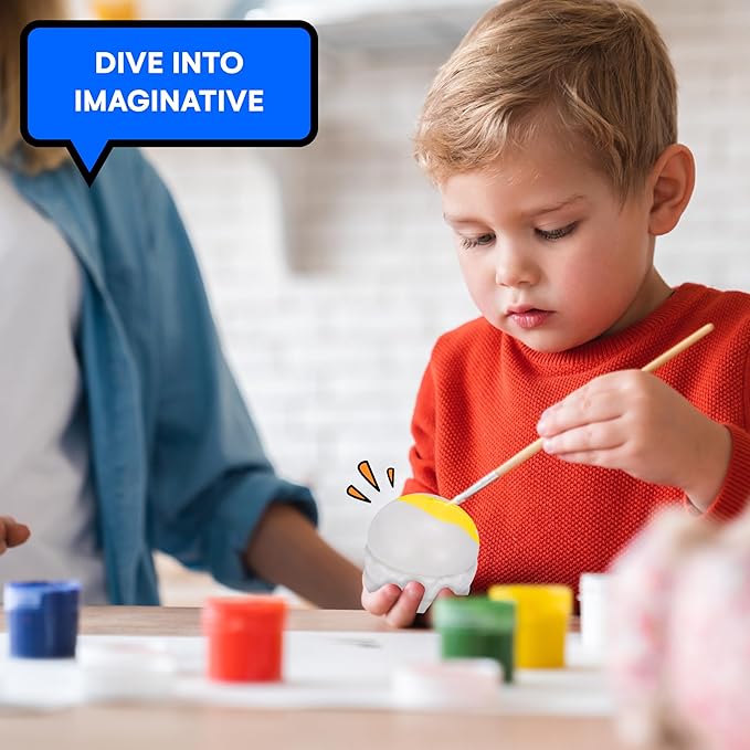 Neliblu Paintable Squishies for Kids - DIY Paint Squishy Animals - Arts and Crafts Activity for Kids - Set Includes 1 Animal, 1 Paint Rack, 1 Brush - Ideal Gifts for Children - ONLY 1 Squishy