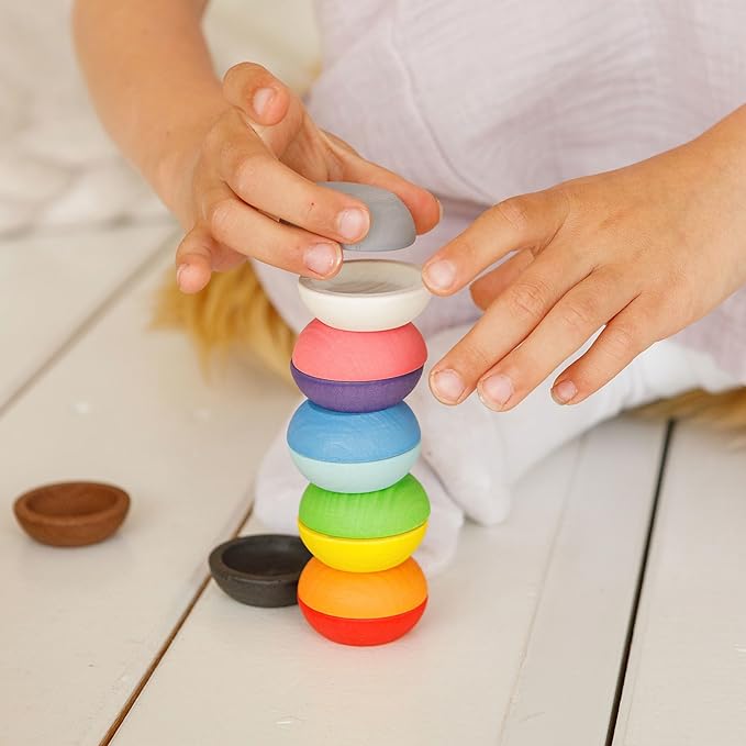 Ulanik Balls on Plates Toddler Montessori Toys for 1+ Year Old Kids Wooden Matching Game for Learning Color Sorting and Counting β 12 Balls, 1.18 in