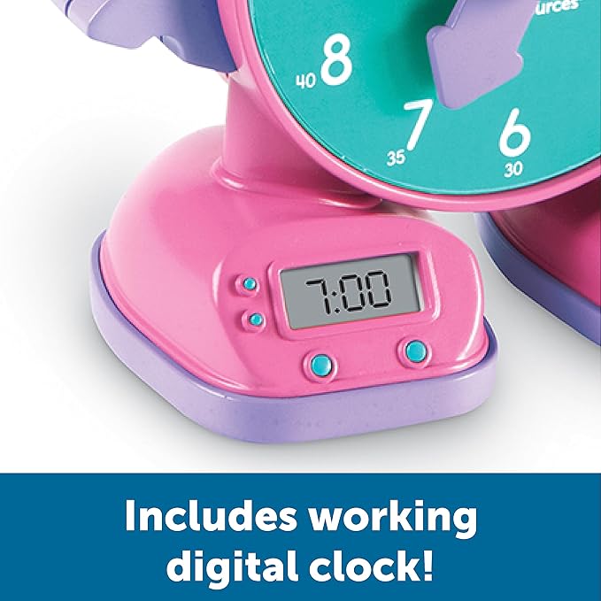 Learning Resources Tock The Learning Clock Pink, 1 Piece, Ages 3+, Educational Talking Clock