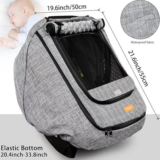Waterproof Baby Car Seat Cover,Cold Weather Carseat Cover for Babies,Infant Car Seat Cover Canopy for Boy Girls,Windproof Car Seat Canopy for Boys & Girls, Keeps Babies Warm and Cozy