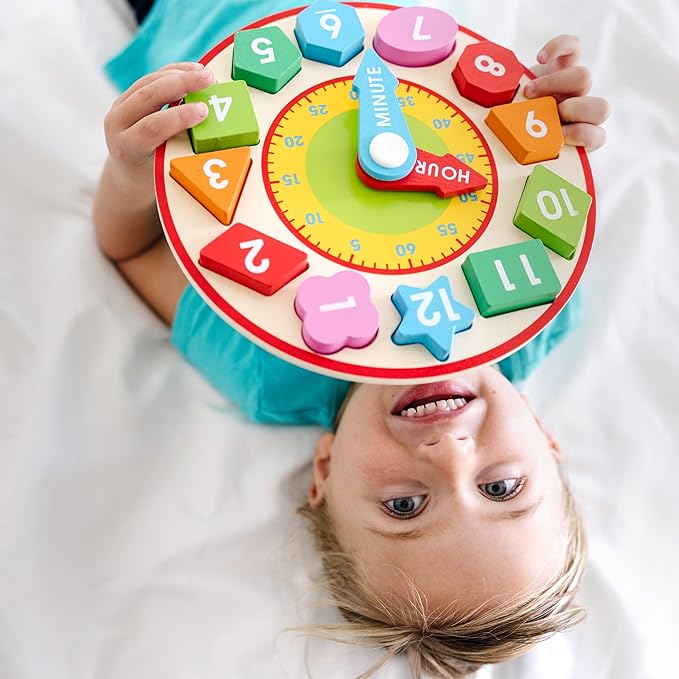 Melissa & Doug Shape Sorting Clock - Wooden Educational Toy