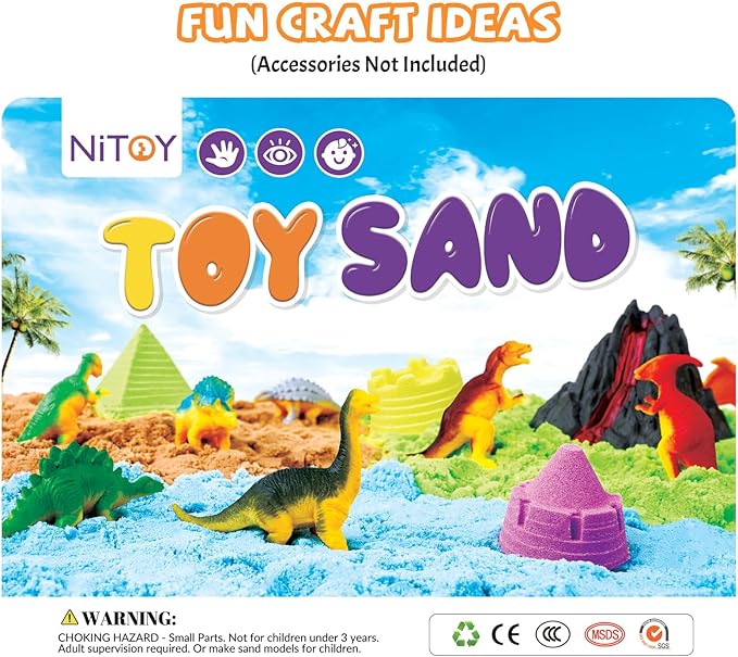 11 Lbs Moldable Self-Sticking Sand, Never Dries Out-Fun for 3 Years and up Kids Bulk Refill for Sensory Sand Box Toys, Ideal for Shaping, Squeezing, Scooping and Rolling (5 Light Colors)