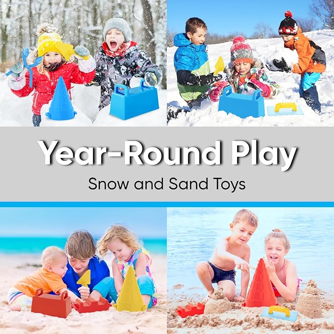 Superio Snow Brick Maker Igloo Fort Block Form Outdoor Winter Snow Toys Sand Castle Building Kit for Adults and Kids Sandbox, Beach, Sand Toys (Blue, 6)
