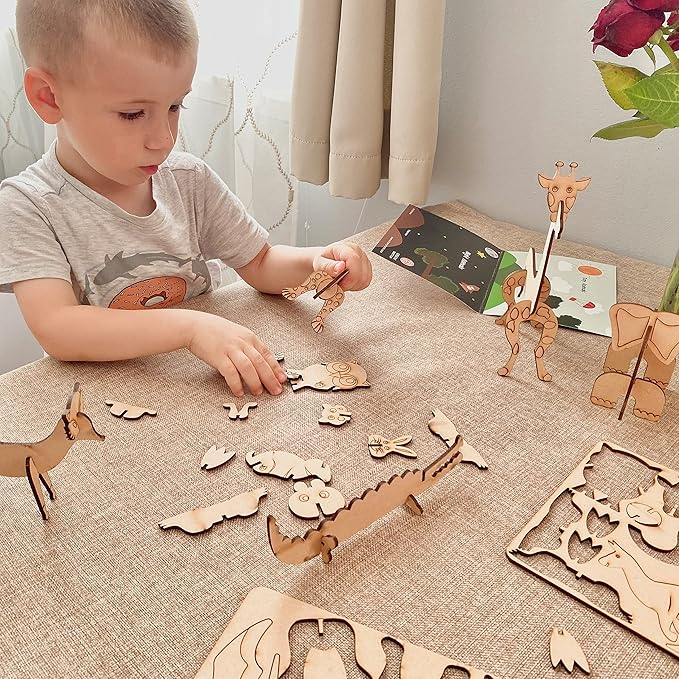 10in1 Craft DIY 3D Wooden Puzzles Bundle Set for Kids Age 3+ | Assemble Paint & Play Brain Teaser Puzzles | Educational STEM Toy for Boys Girls
