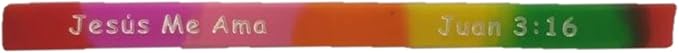 100 Count Bulk Spanish Jesus Loves Me, Jesus Me Ama, Juan 3:16, Rubber Silicone Bracelets Spanish Wristband Nice Gift Spanish Party Favors For Missionaries Religious Christian Church Giveaways