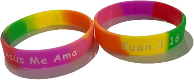 100 Count Bulk Spanish Jesus Loves Me, Jesus Me Ama, Juan 3:16, Rubber Silicone Bracelets Spanish Wristband Nice Gift Spanish Party Favors For Missionaries Religious Christian Church Giveaways