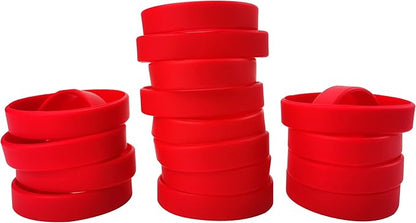 100 PCS Silicone Bracelets Wristbands for kid, Sports Rubber Elastic Wristband Bracelet for Party Decorations Favors Set Pack Red