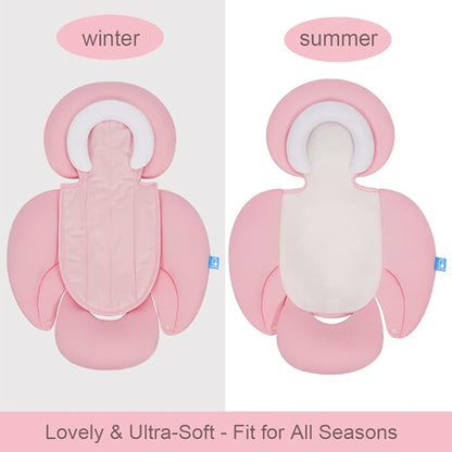 COOLBEBE New 2-in-1 Babybody Supports for Baby Newborn Infants - Extra Soft Stroller Cushion Pads Car Seat Insert, Perfect for Carseats, Strollers, Swings, Pink