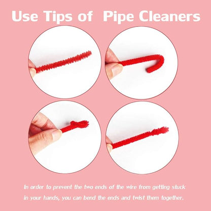 100 Pieces Pipe Cleaners Chenille Stem, Solid Color Pipe Cleaners Set for Pipe Cleaners DIY Arts Crafts Decorations, Chenille Stems Pipe Cleaners (Red)