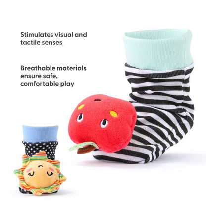 The Peanutshell Sock Rattles Set of 5 - Girl Boy Rattle Socks, Baby Toys 0-6-12 Month, Animal Newborn High Contrast Baby, Infant, Newborn Toys 0-3 0-6 Months Old Babies - Montessori