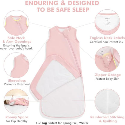 HAPIU Unisex Rayon Made from Bamboo Baby Sleep Sack TOG 1.0, 2-Way Zipper YKK, Wearable Blanket Baby