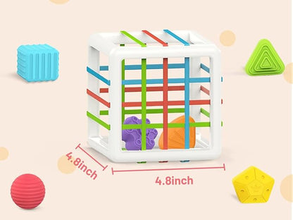 MINGKIDS Montessori Toys for 1 Year Old, 6 Pc Multi Sensory Shape, Toddler Developmental Learning Birthday Gifts, Baby Toys 12 Month