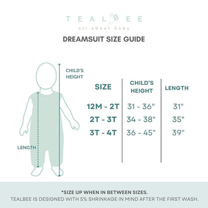 Tealbee DREAMSUIT: Toddler Sleep Sack with Feet 3T 4T - 1.2 TOG Four Season Baby Wearable Blanket for Walkers - Rayon made from Bamboo, Organic Cotton Sleeping Bag - Sunshine