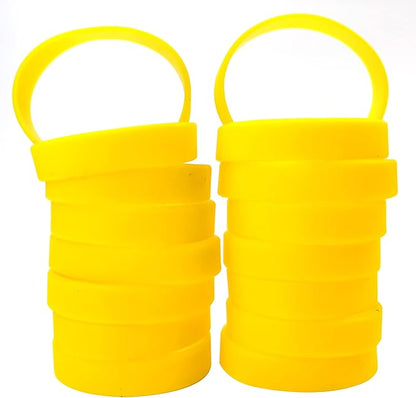 100 PCS Silicone Bracelets Wristbands for kid, Sports Rubber Elastic Wristband Bracelet for Party Decorations Favors Set Pack Yellow