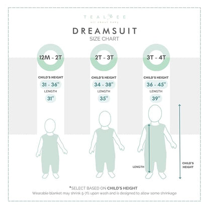 Tealbee Dreamsuit: Toddler Sleep Sack with Feet 3T 4T - 1.5 TOG Winter Baby Wearable Blanket for Walkers - Rayon made from Bamboo, Organic Cotton Sleep Bag - Mushroom