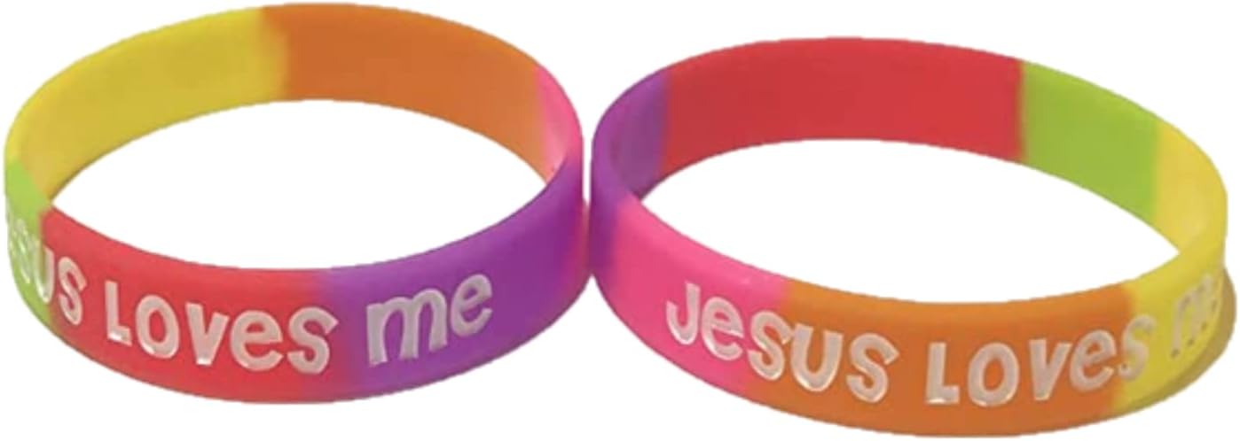 100 Bulk Count Jesus Loves Me John 3:16 Silicone Wristband Bracelets - Church Gifts - Missionary Christian - Religious Handouts