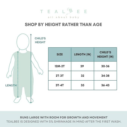 Tealbee Dreamsuit - Toddler Sleep Sack with feet 12-18 Months, 18-24 Months - 0.8 TOG Lightweight Baby Wearable Blanket for Walkers - Rayon Made from Bamboo, Organic Cotton Sleep Bag - Checkered
