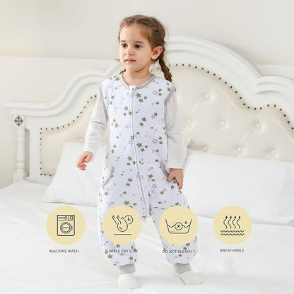 HOMEAL Toddler Sleep Sacks for 3t-5t, 1.0 TOG Sleeveless with Feet, Baby Sleep Sack