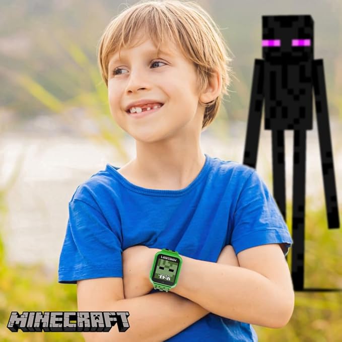 Minecraft Kids Smartwatch - Interactive LED Screen Watch with 10 Custom Watch Faces, Games, Camera, Alarm, Step Tracker & More - Fun Tech Gift for Boys and Girls - Fits Wrists 5.5'' to 8.0"