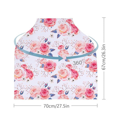 Yoofoss Nursing Cover Breastfeeding Scarf - Baby Car Seat Covers, Infant Stroller Cover, Strechy Carseat Canopy for Boys and Girls (Flower)