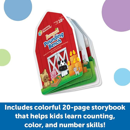 Learning Resources Barnyard Pounding Bench, Farm Animals for Kids, Fine Motor Skills, Kids Easter Gifts , Ages 18 Months+, 3 Pieces