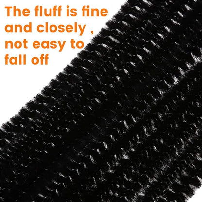 100 Chenille Stems, Black Pipe Cleaners for Hair, Crafts & Decorations
